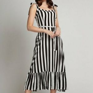 NWT Collectif Black and White Striped Katrina Swing Dress